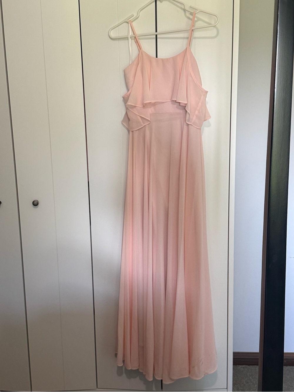 Ina Blush Pink Ruffled Chiffon Maxi Dress